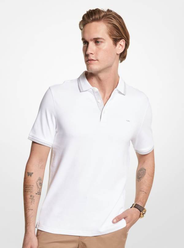 Panske Polokosele Michael Kors Greenwich Cotton Biele - Oblecenie Michael Kors Vypredaj | RPEBU-9618